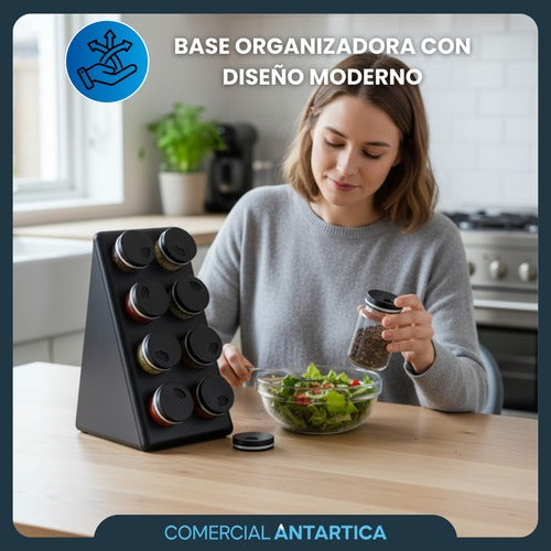 Set Especiero Base Negra 8 Frascos